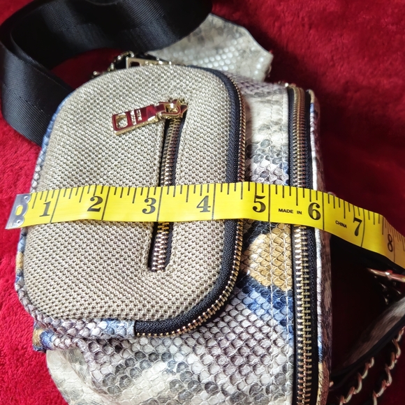 Steve Madden Snakeskin Print Crossbody & Waist Bag with Gold and Blue Accents - Picture 5 of 11